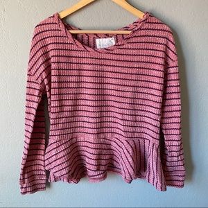 • SOLD • We the Free Auntie Em Peplum Stripe Waffle Top